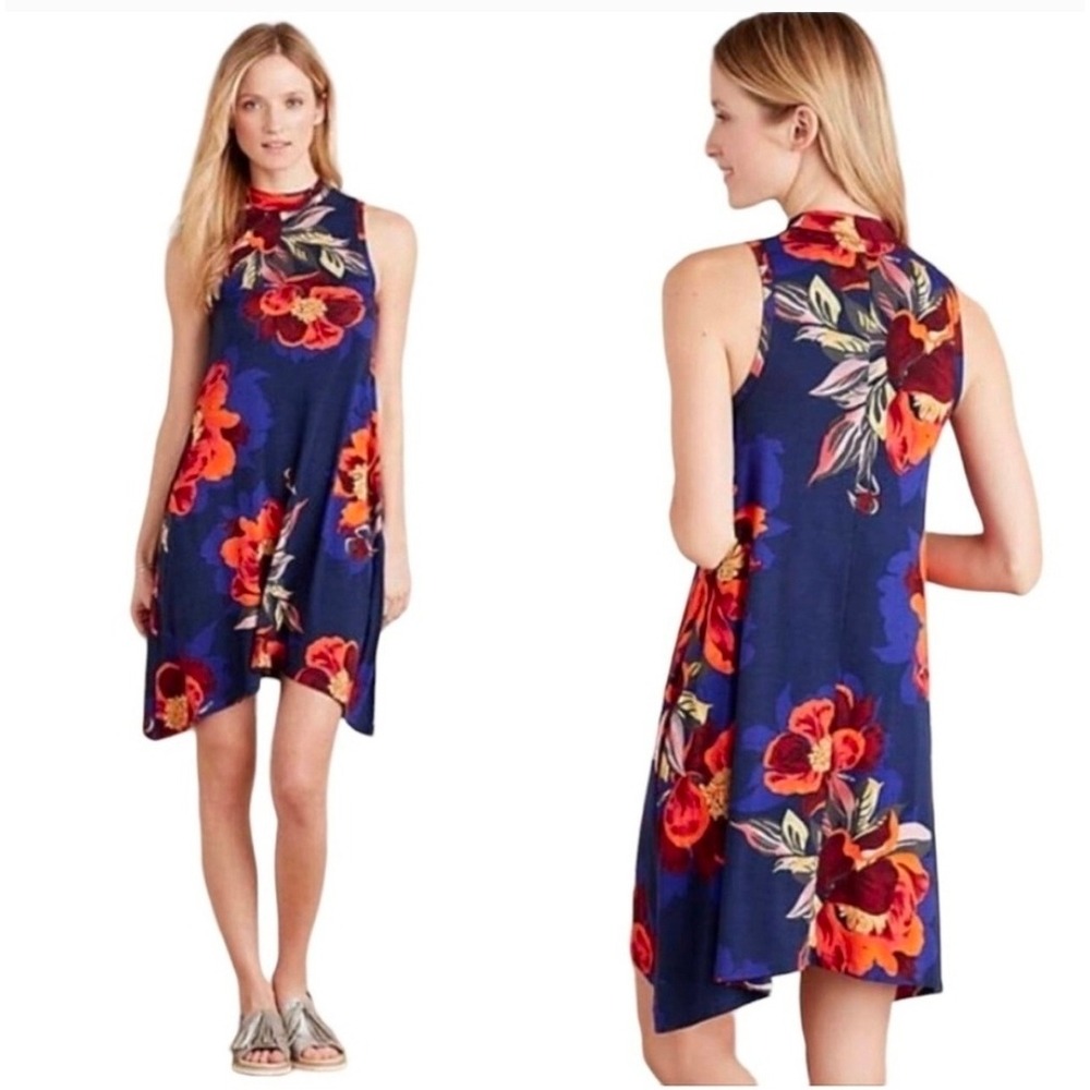 Maeve Anthropologie Tilt Floral Sleeveless Swing Dress Womens Small